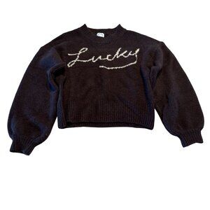 With Jean Lucky Days Brown Cream Crewneck Knit Sweater Women's Size Small S